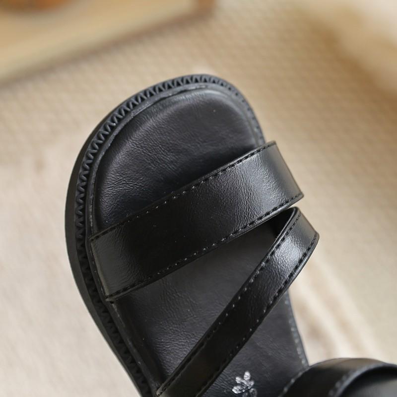 Girls Open Toe High Ankle Sandals Roman Style Princess Shoes Kids Ages 4-12 Rubber Sole Side Zip