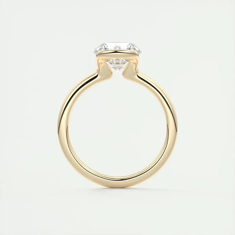 Lnngy 6.5MM 1CT Half Bezel Moissanite Ring for Women S925 Silver Solitaire Engagement Ring Certified Jewelry Gift