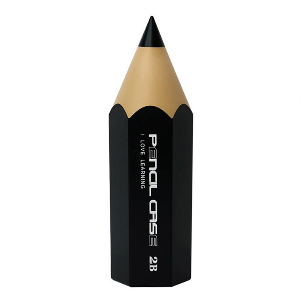 Pencil Shaped Storage Box Student Creative Pen Holder Desktop with Cover Dust-proof Stationery Pen Holder Makeup Brush Holder