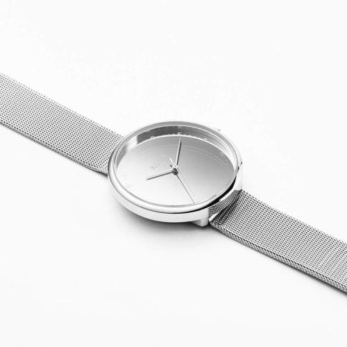 KLON MANYO einfach 11Y2813 38mm Silber Armbanduhr für Damen und Herren, Einfaches Spiegel-Finish