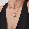 18 Karat Vergoldetes Edelstahl- und Naturstein-Perlen-Schmuckset mit Zirkonia-Blume