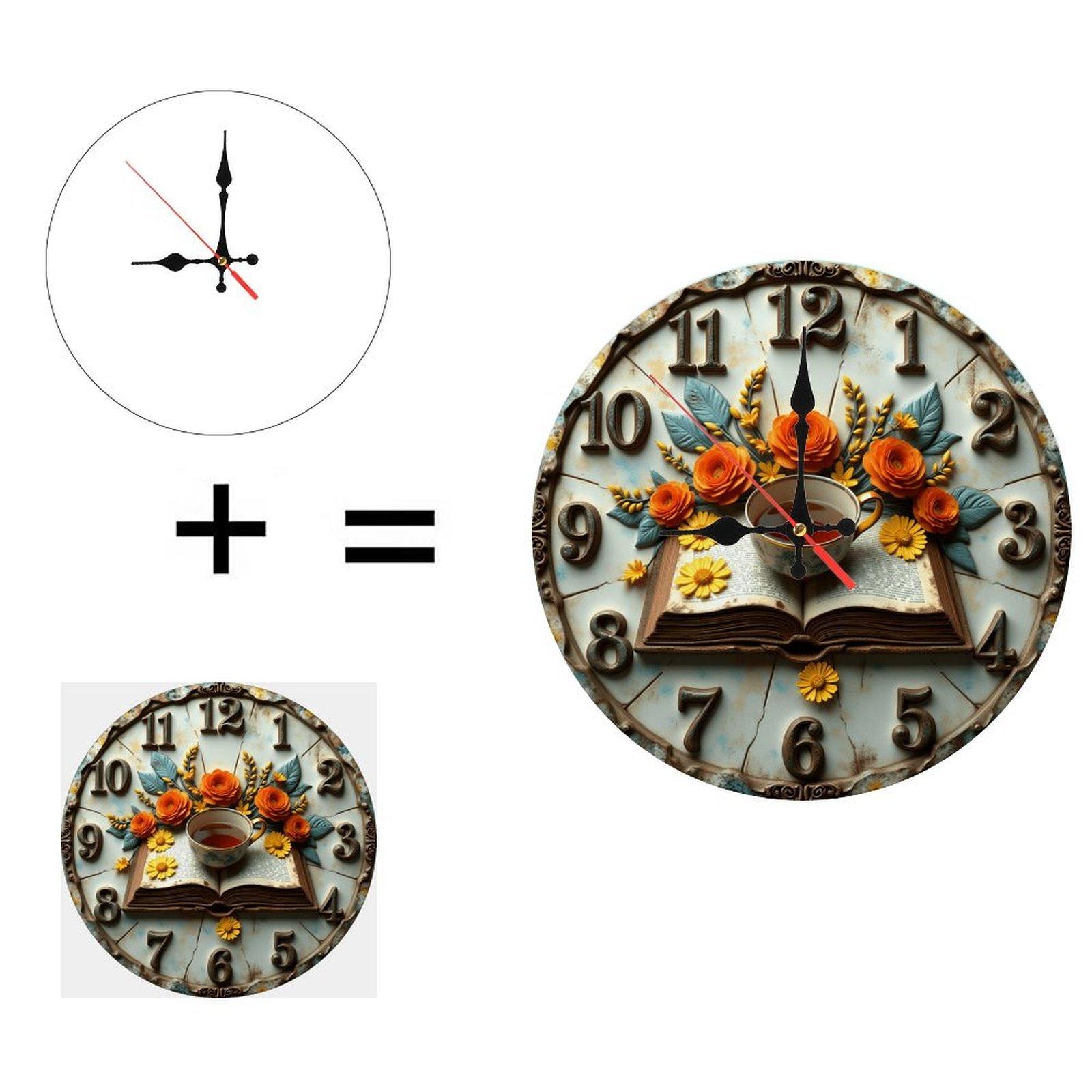 25x25cm Wood Wall Clock with a Waterfall or Cascading Wood Design (White,25*25cm/9.843*9.843inch) белый