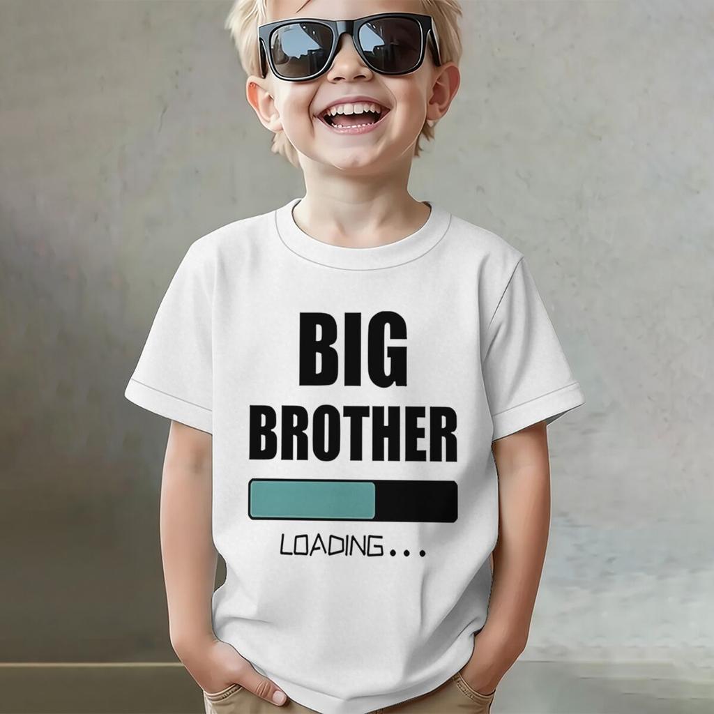 Big Brother Loading Tshirt Kids Short Sleeve Fashion Casual Top New Sibling Gift Big Brother Kids Clothes Cotton Tops