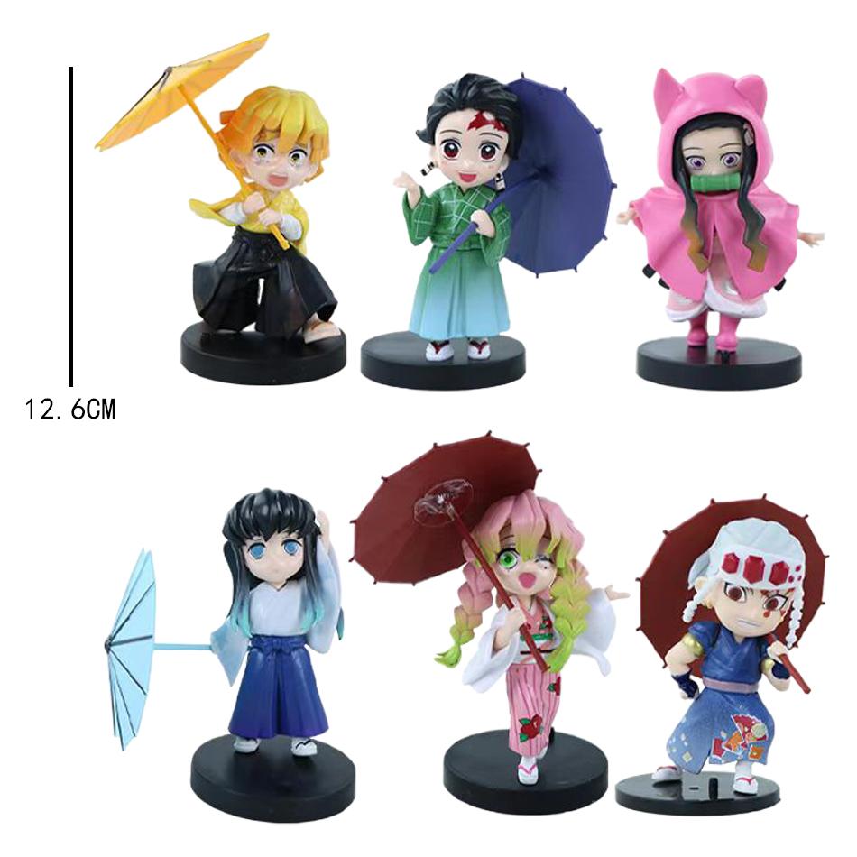 Animation 6Pcs/Kit Q Version Demon Slayer Boxed Action Figure Miniature Figurine Decoration Piece Attachment Animation Design Adorable Decoration