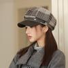 New Plaid Duck Tongue Octagonal Hat Female Beret Autumn and Winter Newsboy Painter Hat