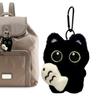 Plush Black Cat Keychain - Soft Bag Charm Pendant for Women, Tote Purse Car Keys Holiday Gift
