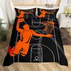 Set Biancheria da Letto Basket Misura Singola Bambini Copripiumino Giocatore di Basket Adolescenti Palla Gaming Copripiumino Sportivo Copripiumino a Tema