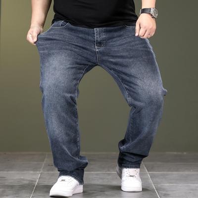 Men's Plus Size Spring/Autumn Loose-Fit Stretch Straight-Leg Dad Trousers