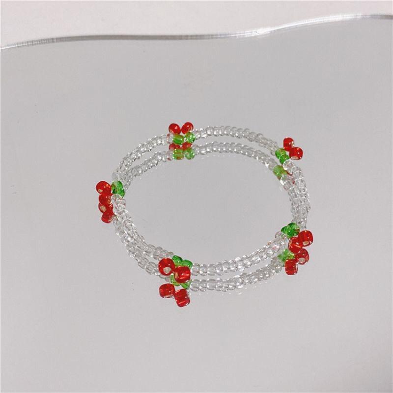 

Летний нишевый свежий белый браслет из бисера, ручная работа, стильная простота, вишневый браслет, ювелирные изделия, подарки для девочек на вечеринку