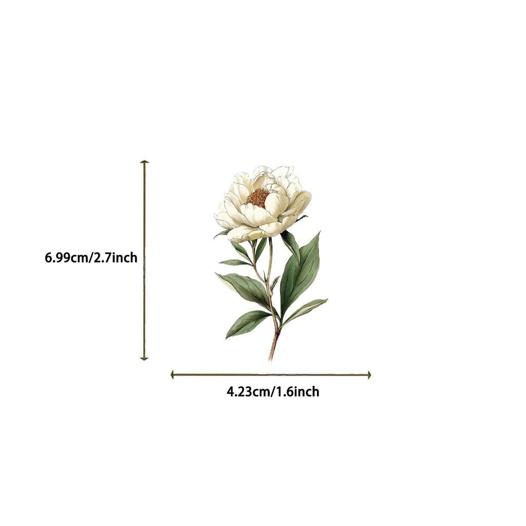50 Retro Long Branch Flower Transparent PET Stickers - Double-Sided, Waterproof Decals for Journals, Phone Cases, and Computers. 50 Sheets.