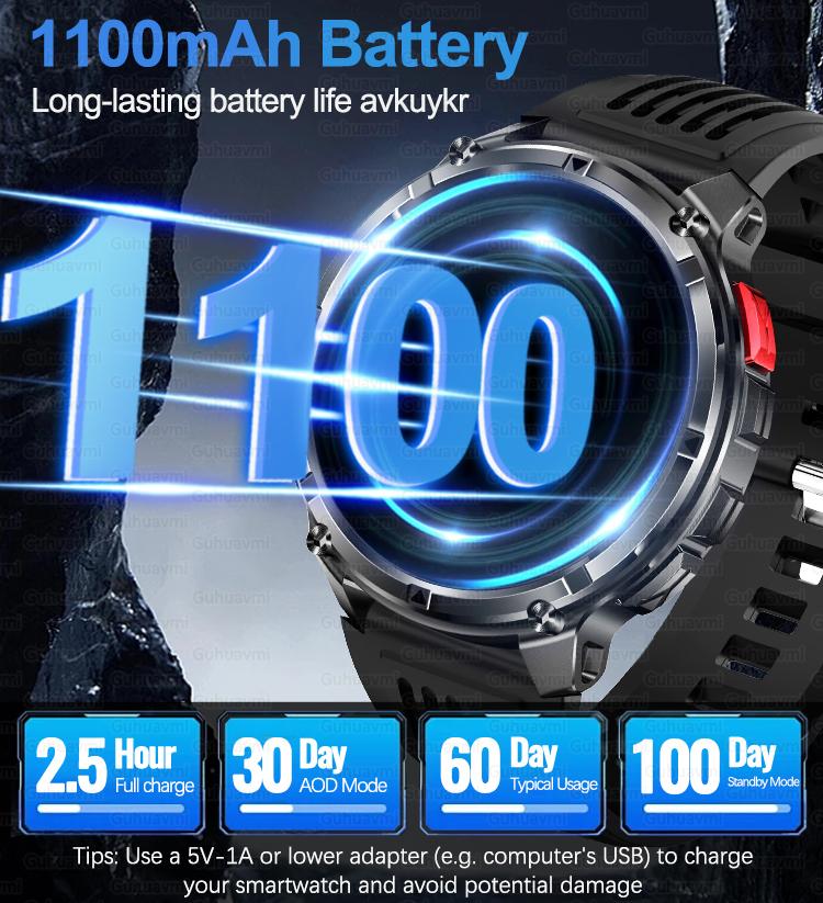 New GPS Outdoor Smart Watch 1.7''AMOLED Screen 1100mAh Large Battery 10ATM Waterproof Compass Sport Men Fitness Bracelet