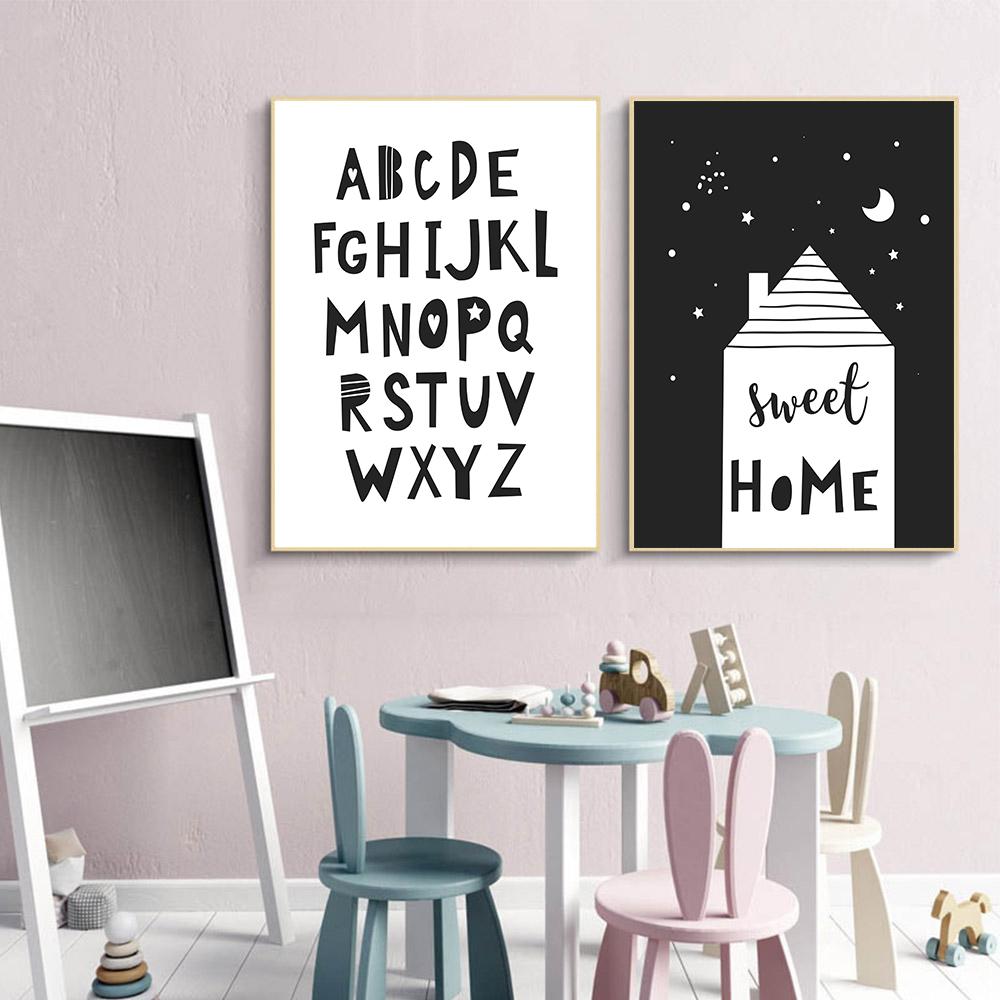 Elephant Lion Lamb Alphabet Nursery Wall Art Canvas Painting Poster Print Cartoon Decoration Picture Nordic Kids Baby Room Decor