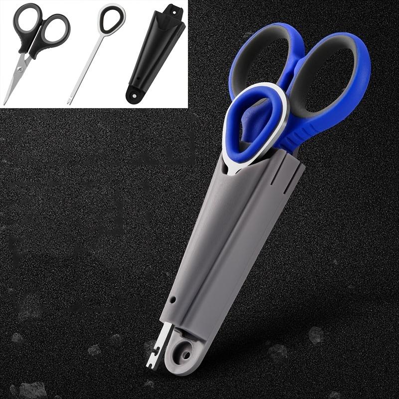 Compact Fishing Scissors with Line Cutter and Hook Remover | Ergonomic Black & Blue Handle,Fishing Accessories