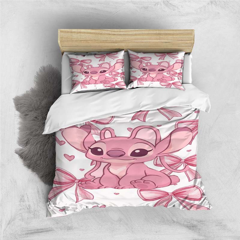 Mini Kawaii (Stitch) Bedding Set, Cartoon Duvet Cover and Pillowcases, Soft and Comfortable, Customizable.