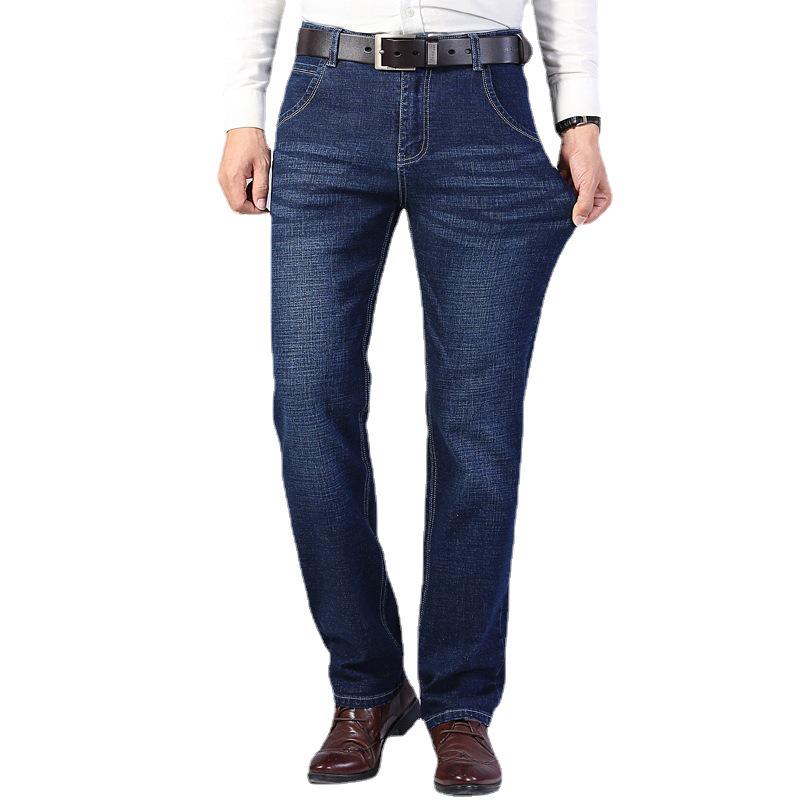 Men's Slim Straight Stretch Jeans - Thick, All-Season Casual Pants