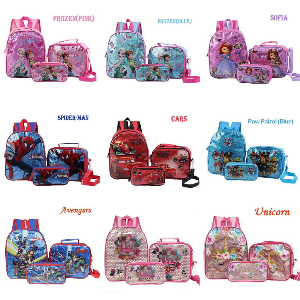 Frozen Spider-man Cartoon Kindergarten School Bag Set For Children