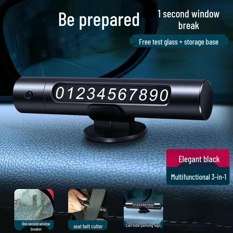 Multi-Function Car Safety Hammer & Emergency Glass Breaker with Parking Number Plate