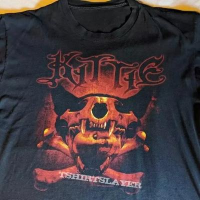 Summer Kittie Rock Band Vintage Short Sleeve Black Color Shirt Women  European American Y2k Cotton Alphabet Pattern