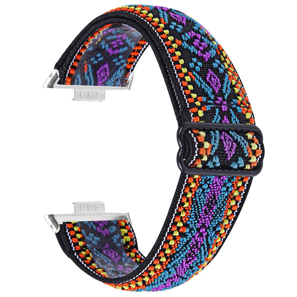 For Huawei Watch Fit 3 Nylon Watch Strap Pattern Print Adjustable Elastic Wrist Band