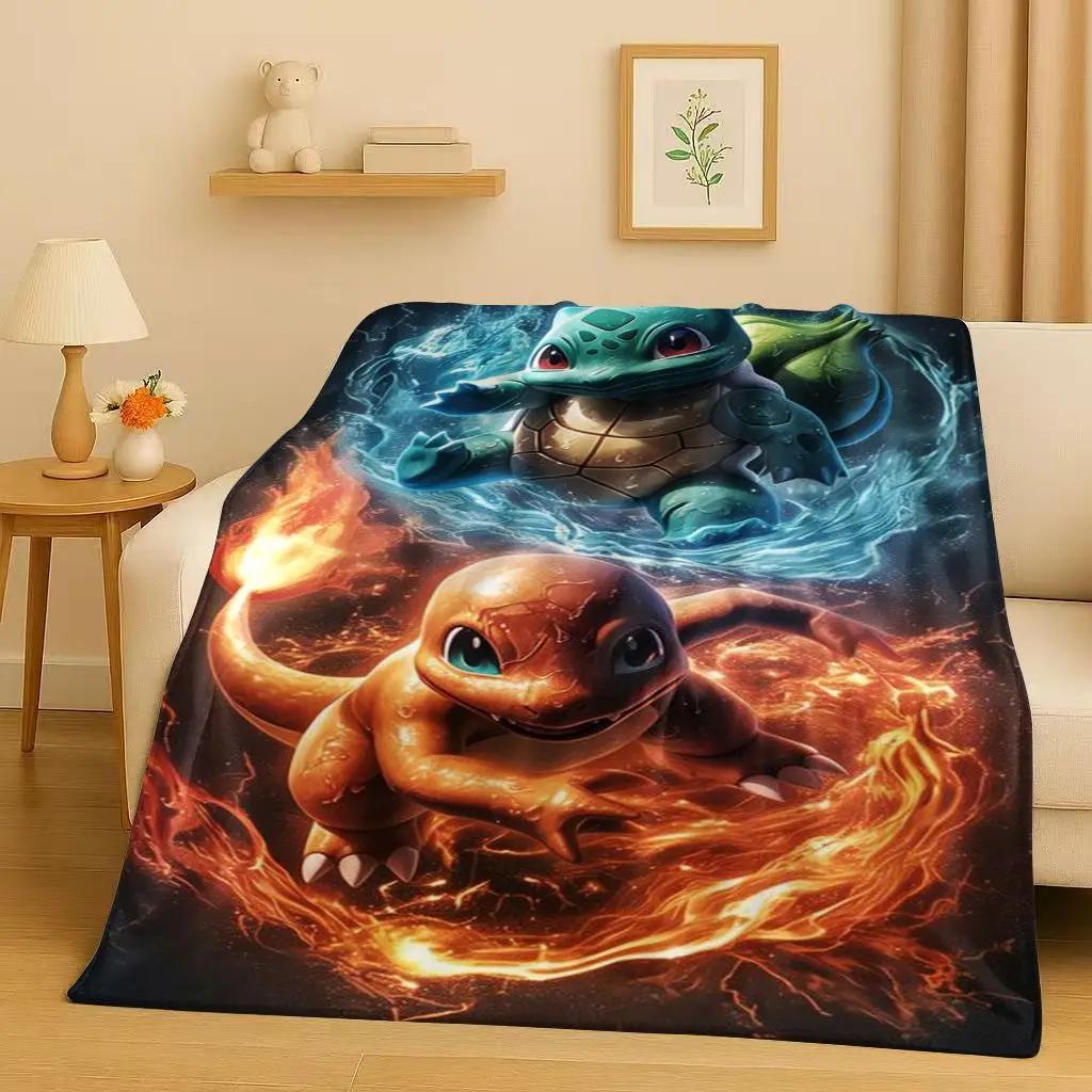 3D Charizard Pokemon Cartoon Christmas Gift Flannel Blanket,Ultra Soft Plush Throw for Home Bedroom Bed Sofa Cover Kids