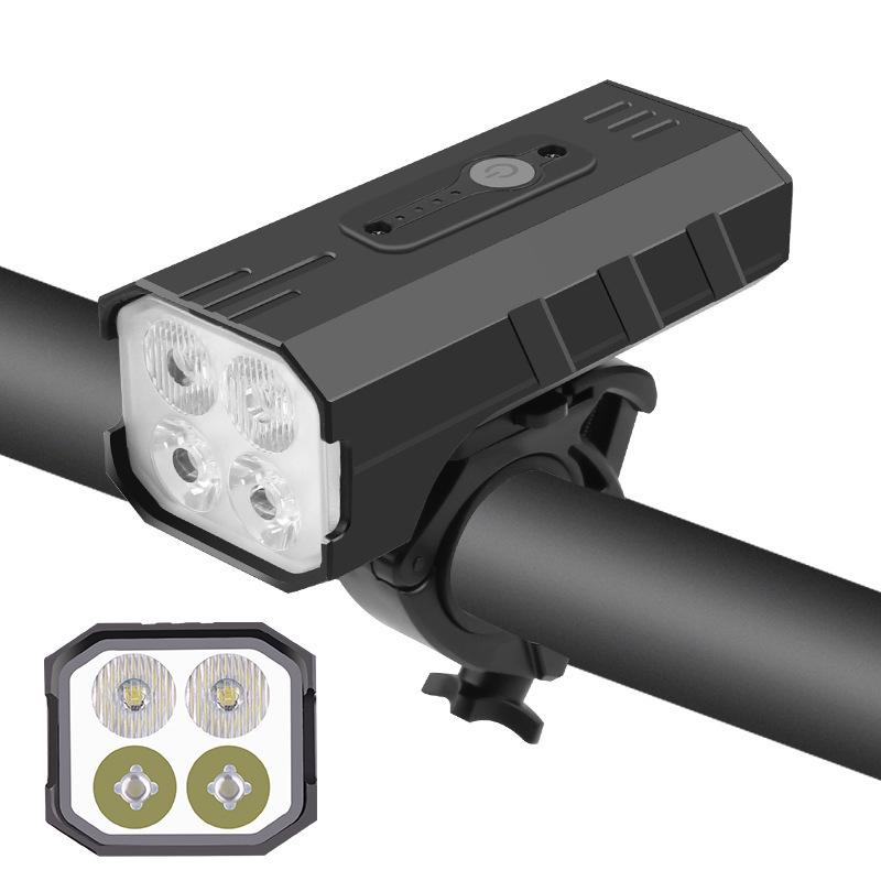 Aluminum Alloy 4T6 High-Brightness USB Rechargeable Bicycle Headlight with Battery Display