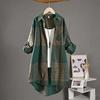 Solid Color Long Sleeve Polo Shirt for Middle-Aged Women - Spring/Autumn Pure Cotton Lapel Top with Collar