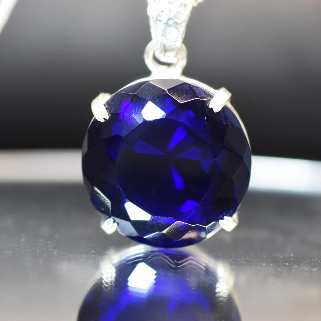 Natural Blue Topaz Pendant Round 85.25 Ct Gemstone 925 Sterling Silver CERTIFIED my-416-k