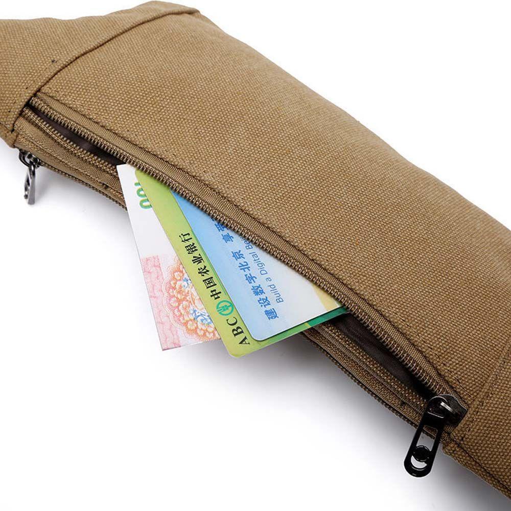 Casual Solid Color Canvas Outdoor Waist Belt Bag Canvas Bags Money Pouch Chest Bag Waist Packs