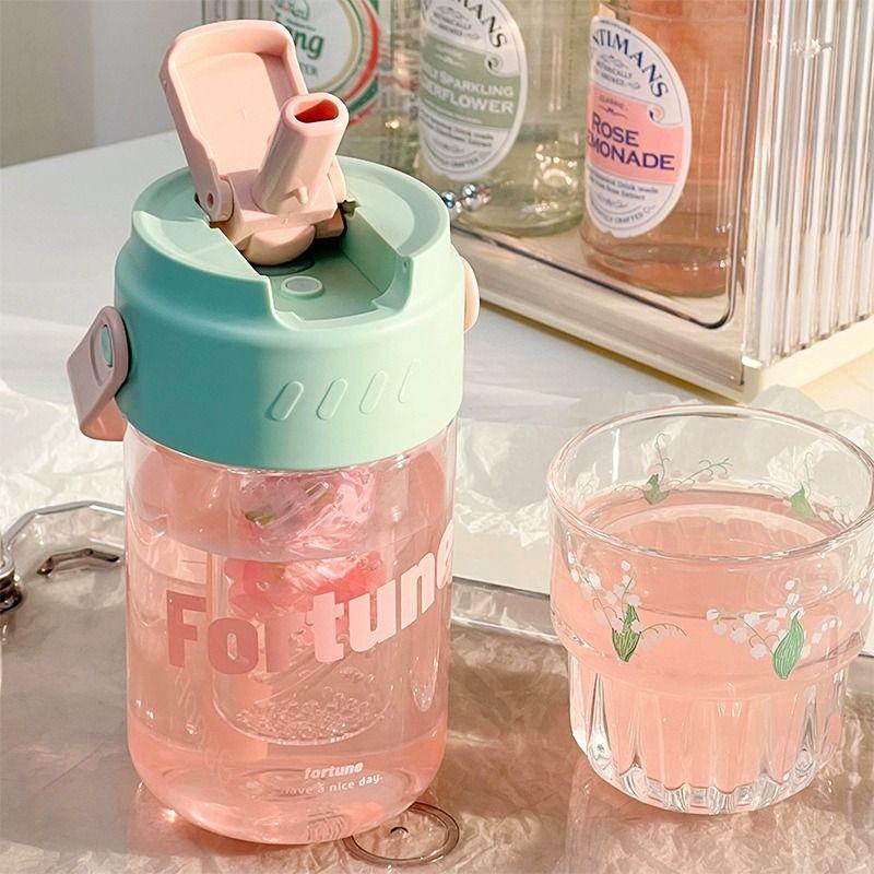GIANXI Simple Student Water Cup Fitness Cup Straw Cup Plastic Cup Coffee Cup Outdoor Travel Portable Juice Cup Water Bottle