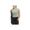 Solid Color Round Neck Slim Fit Sleeveless Tank Top Women Tops Green HR5063