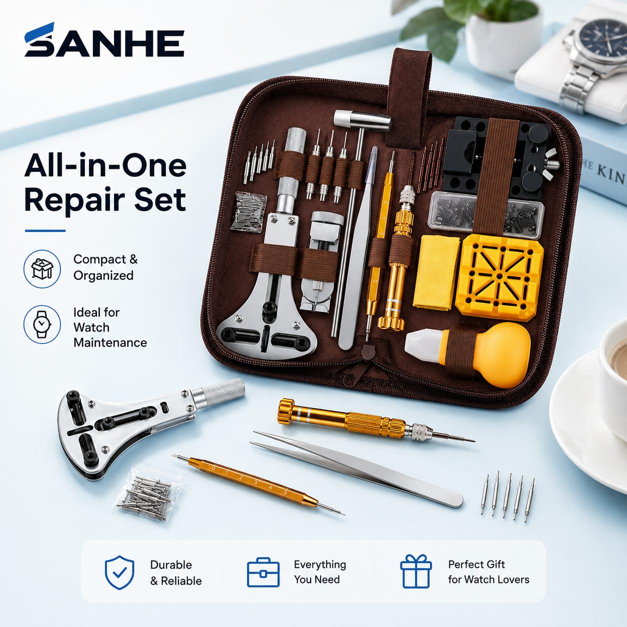 149-Piece Watch Repair Tool Kit for Battery Removal & Replacement Household Use Wristwatch Tools & Parts JGT158