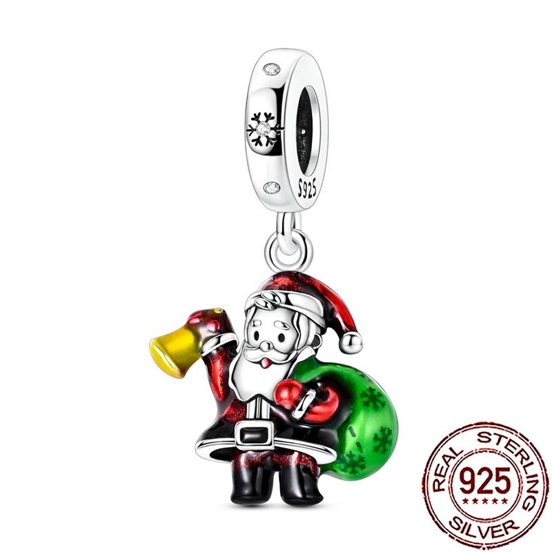 Novos Berloques de Cobre de Natal Papai Noel Berloques para Pulseira Corrente Cobra Colar Feminino Joias Diy