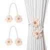2Pcs Handmade Flower Curtain Tieback Elegant Decorative Clip Window Drapery Holdback Buckles Tie for Living Room Bedroom