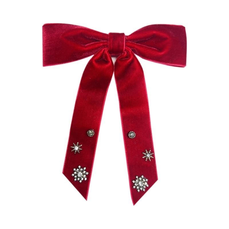 

Роскошные бархатные броши-клипсы с бантиком и стразами в виде снежинки для рождественских вечеринок, готовые галстуки-бабочки, галстук вино красного