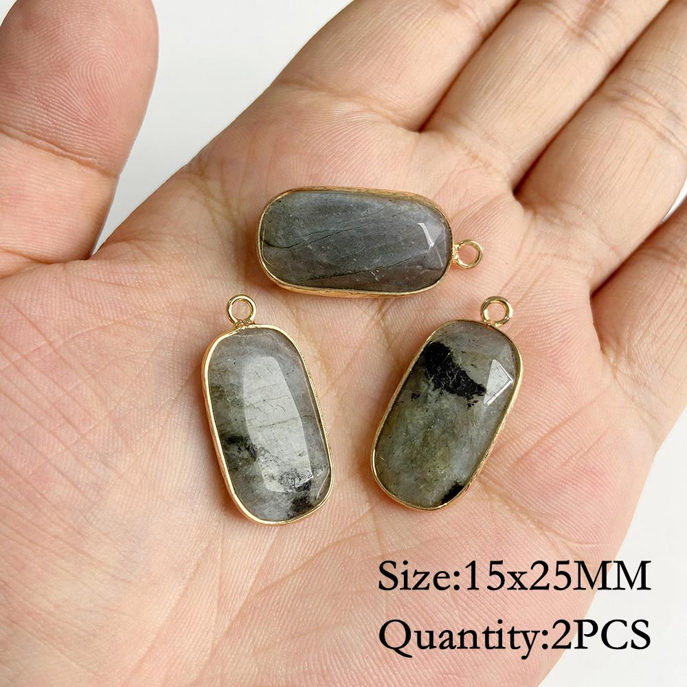 Natural Flash Labradorite Stone Charm Pendant Healing Semi-precious Stone Connector for Jewelry Making Necklace Accessories Gift