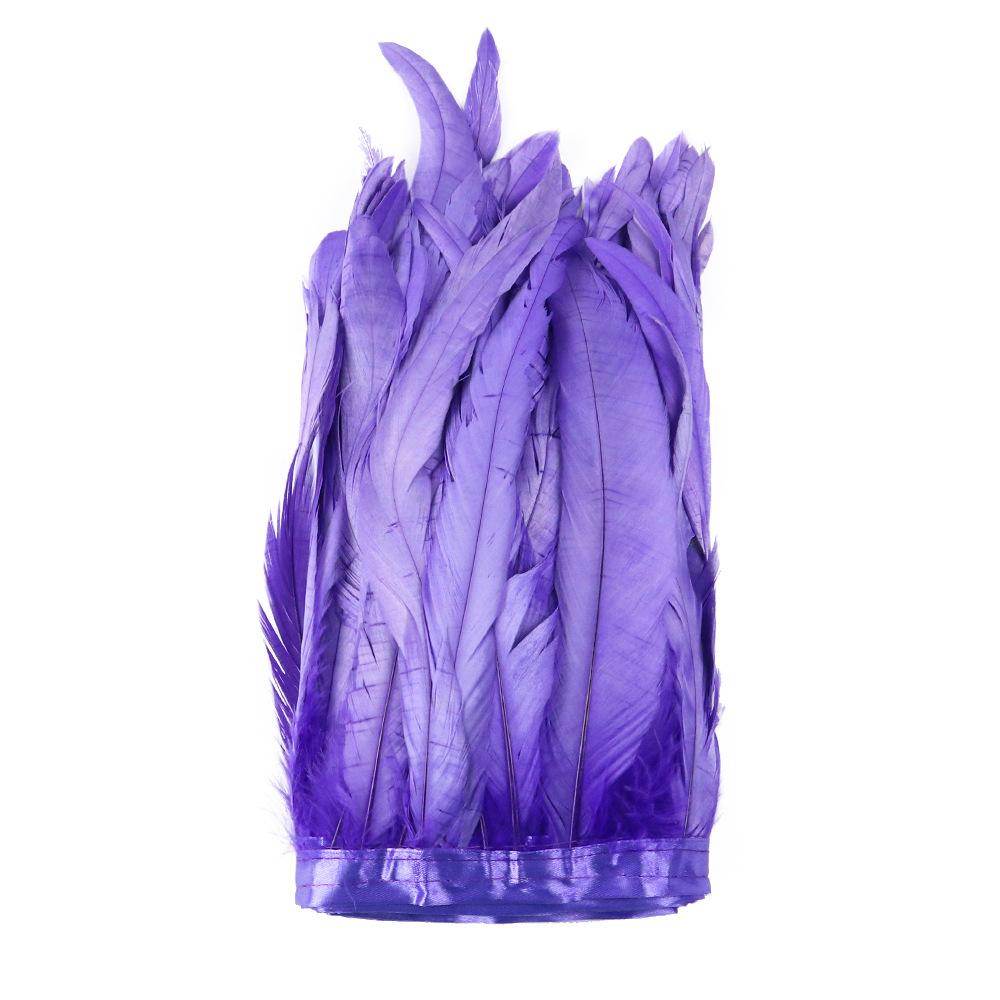 2M Cock Tail Feather Cloth Edge Decoration 25-30Cm 10-12 Inch Chicken Feather Ribbon Wedding Party Decoration Dress