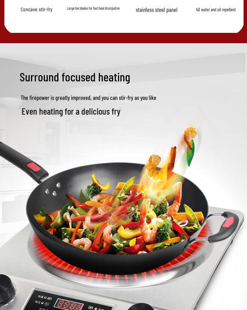 Concave 5000W High-Power Induction Stove: Commercial Stir-Fry, Stainless Steel, Multifunctional Electric Ceramic Cooker