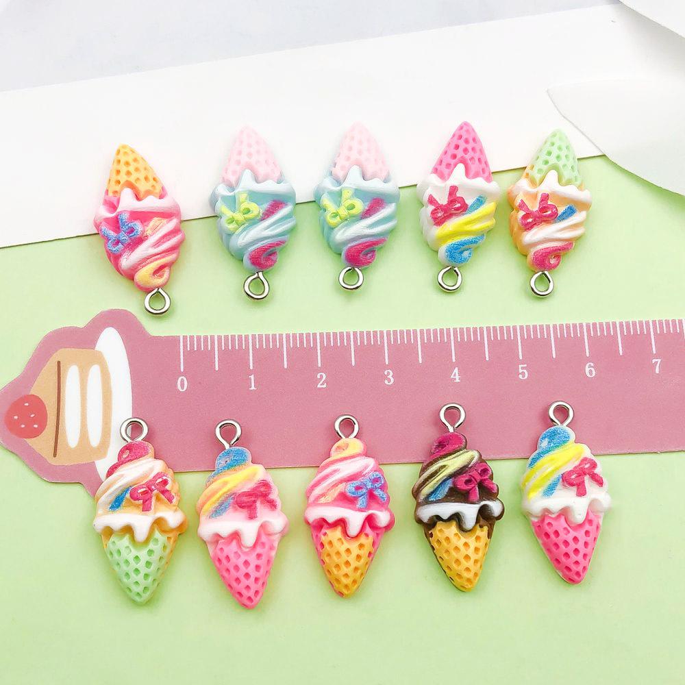 12 Colorful Resin Ice Cream Cone Charms for DIY Jewelry