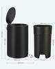 SONGMICS Bathroom Bin, 3 Litre Toilet Pedal Bin, Cosmetic Bin with ABS Lid and Plastic Inner Bucket, Steel