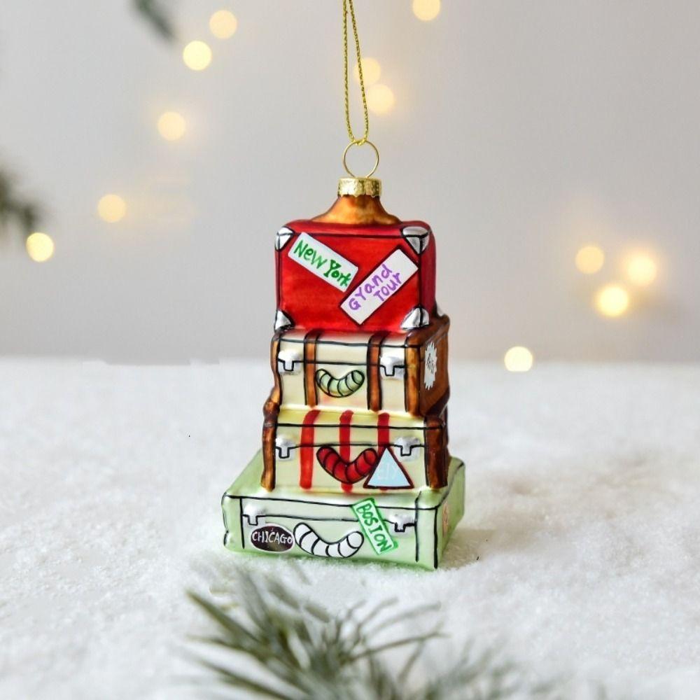 Western Decor Christmas Glass Pendant Snowman New Year Ornaments Party Supplies