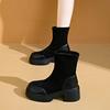 thick-soled thick-heeled Martin boots for women's 2025 autumn new thin boots versatile fashion height-increasing and thin elastic short boots