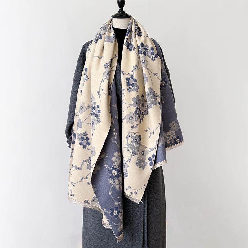 2024 New Elegant Ladies' Jacquard Pashmina Cashmere Scarf Winter Thick Warmth Two-Sided Shawl Coldproof Windproof Blanket Scarf