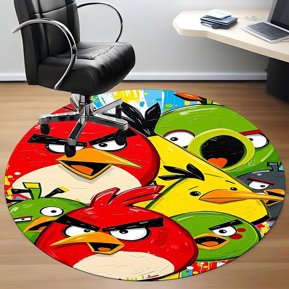 1pc Angry Birds Office Round Area Rug, Under Office Chairs Bedroom Living Room Home Decor, Room Decoa1016153