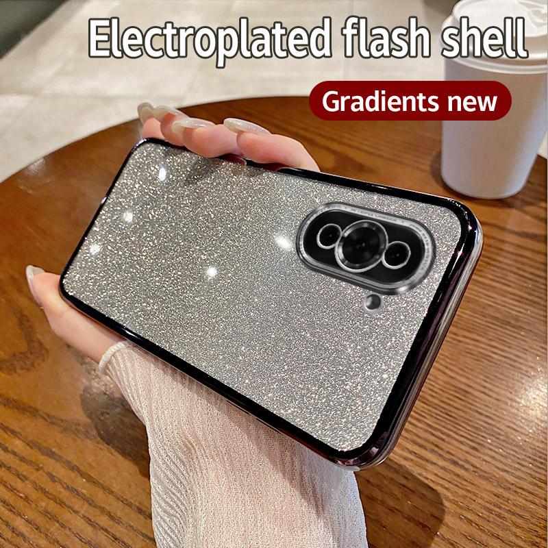 Für Huawei Nova 10 Hülle Huawei NCO-LX1, NCO-LX3 Handyhülle Glänzende Glitzerbeschichtung Silikon Kameraobjektiv Weiche Rückabdeckung