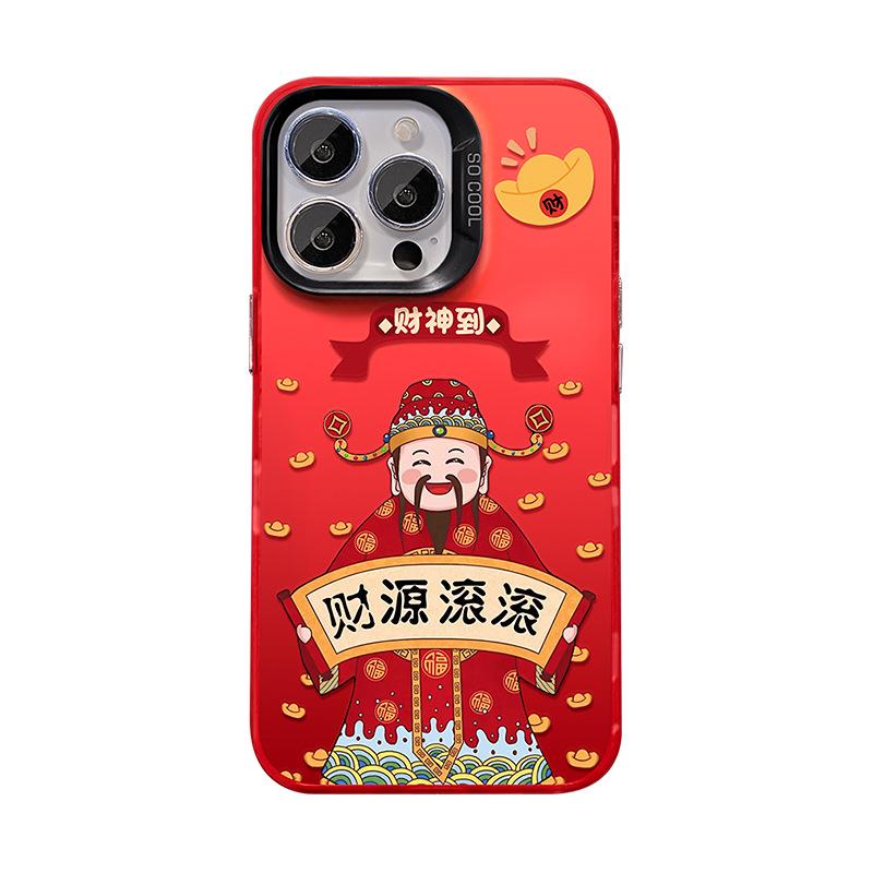 

Богатство подходит для Apple 16 Праздничный чехол для мобильного телефона 15pro Новый год Большое отверстие 14 Полное покрытие Противоударный 13 Новый год 7/8 iPhone 16