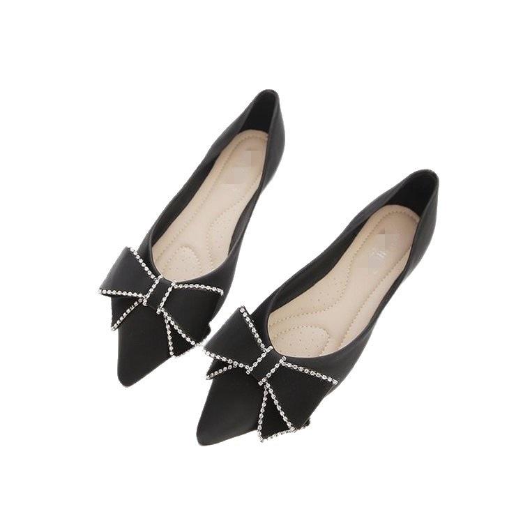 Bow single shoes new shallow mouth shoes soft leather soft sole Doudou shoes ladyshoes flat shoes