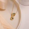 Gold Plated Balloon 26 Letter Necklaces Smooth Stainless Steel Bubble Initial Pendant Chunky Women Personality Chain Jewelry
