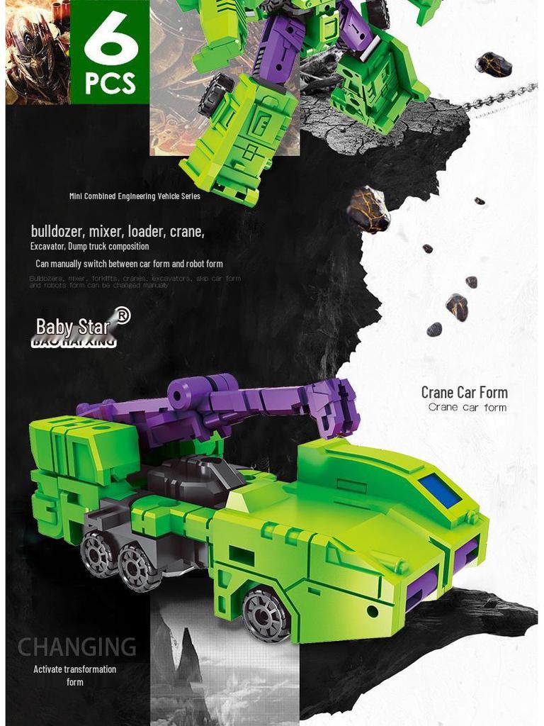 6-in-1 Transforming Construction Vehicle & Robot Toy for Kids