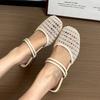 Women Dress Shoes Women's Square Toe Hollow Out Sandals Woman Slipper Designer Flat Elegant Shoe Sheepskin Inner Layer