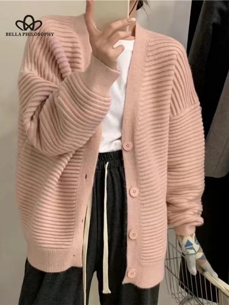 Dámské módní kardigany na podzim a zimu ležérní dlouhé pletené kardigany dámský svetr kabátek kardigany s výstřihem do V Dámské oblečení